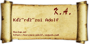 Körözsi Adolf névjegykártya